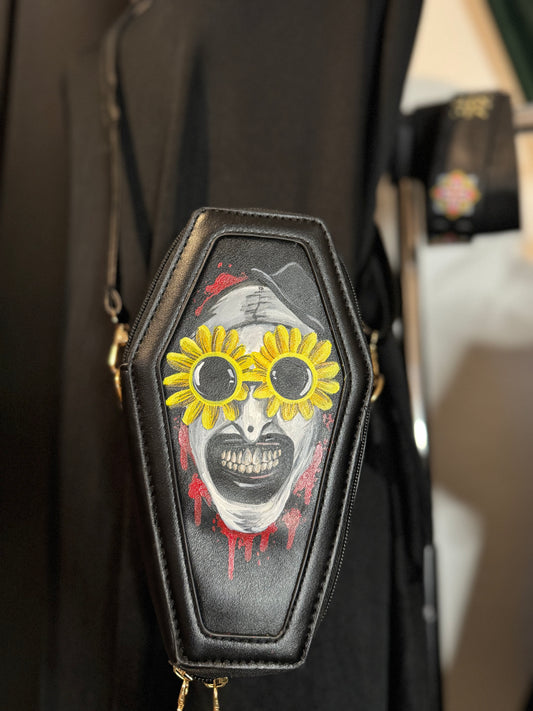 Art the clown hand painted coffin purse